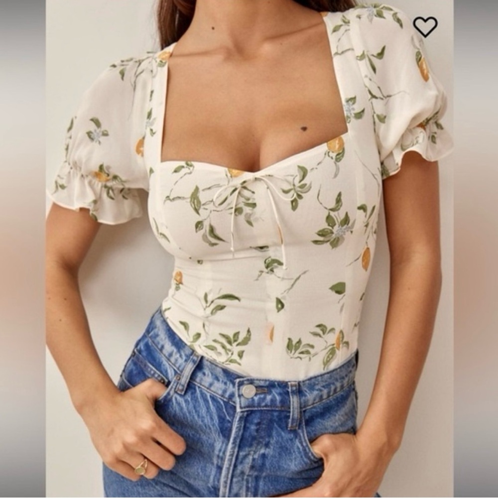 Reformation Delevan Blouse - Citron Lemon